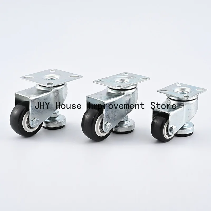 4 Pcs 1.5 Inch/2 Inch Black Gold-Diamond Polyurethane Leveling Casters with Support Feet and Swivel