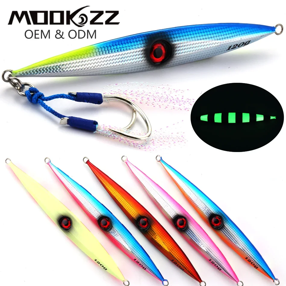 MOOKZZ new Metal Speed Jinging sea Fishing Lure Big Weight 80/100/150/200/250G/300G/400G Saltwater Fishing Lure WIth Hook