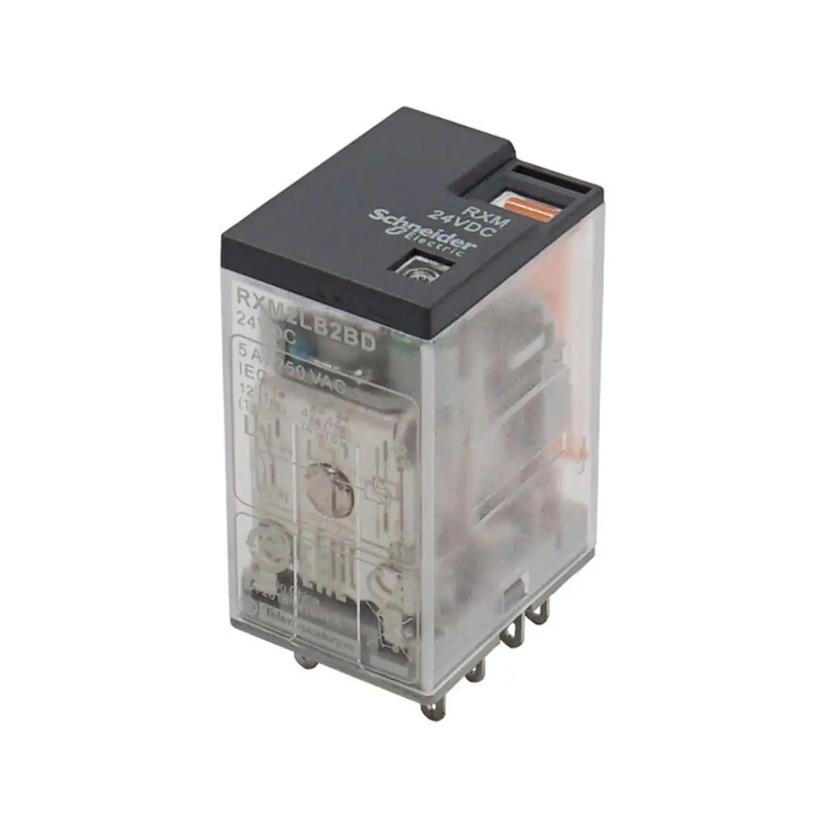 

Миниатюрное реле RXM2LB2BD, Harmony Electromechanical Relays, 5А, 2CO, с LED-индикатором, 24В DC