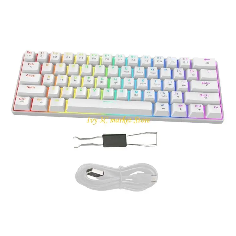 

D7YC V900 61 Mechanical Keyboard With Customizable Color Lighting Hot Swappable