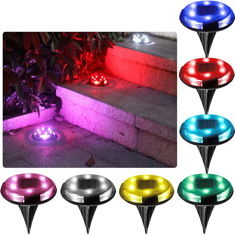 

10 LED Solar Garden Light Color Ground Lamp Outdoor Waterproof Underground Floor Pathway Stairs Deck Light Household Decoration