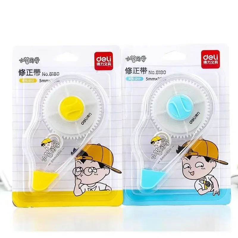 Deli 8180 30M Korrekturband mit großem Fassungsvermögen, Kawaii-Cartoon-Design, Weißmacherband für Schülerbedarf