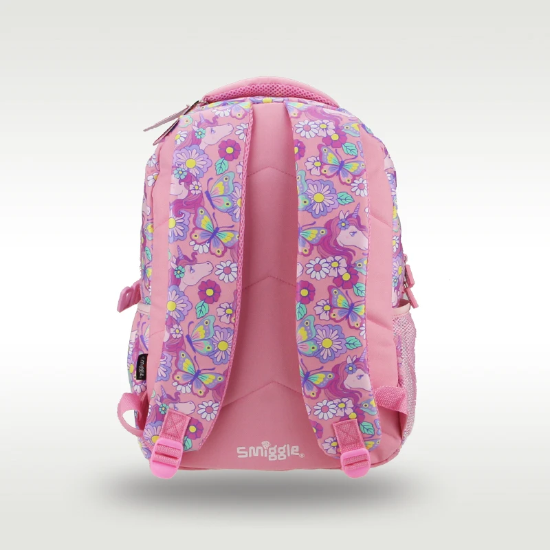 Smiggle Children\'s Schoolbag Girls Shoulder Backpack Pink Butterfly Unicorn Sweet Bag 7-12 Years 16 Inches