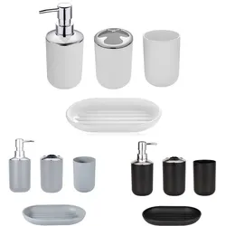 4pcs Luxury Bathroom Accessories Plastic Toothbrush Holder Cup Soap Dispenser Dish Toilet Holder Pump Bottle Cup Bathroom Set