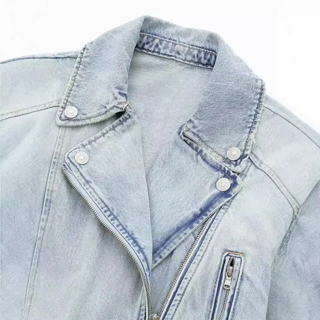 

Zatrax2024 женская короткая джинсовая куртка, осенняя новинка в европейском и американском стиле, элегантный веер, модный автомобиль для женщин