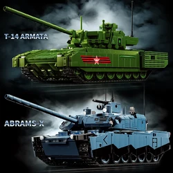 Russian T-14 Armata Main Battle Tank assembled building blocks Black Hawk military remote control armored car boy assembled toy