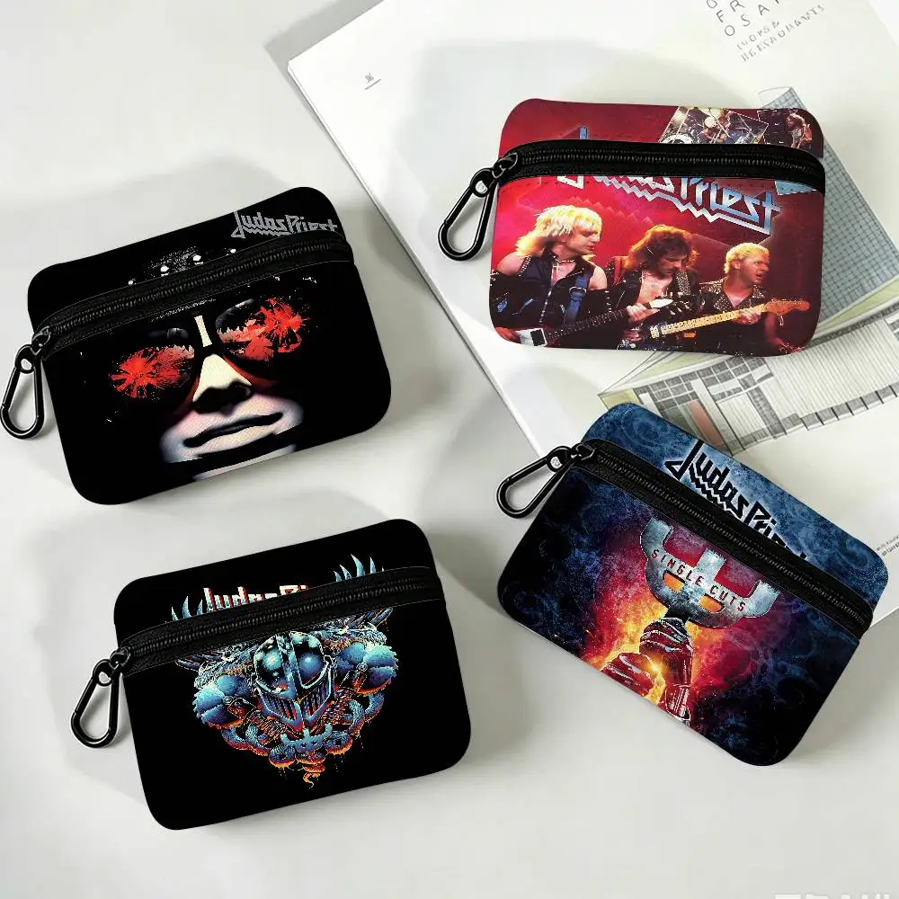 Rock J-Judas P-Priest Band Oxford Fabric Mini Coin Wallet Smooth Zipper Hanging Design Multi-use Small Storage Bag For Travel