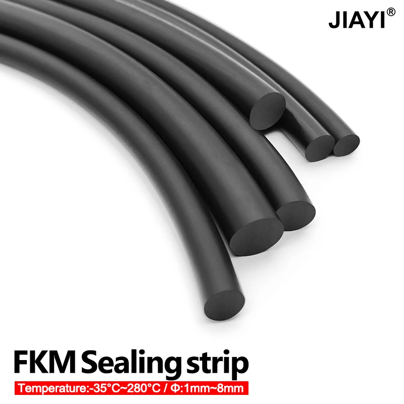 2/5M Black Solid FKM Sealing Strip Oil Resistance Heat-resistant Round Rubber Strip Not Foaming Diameter 1.8mm/2/2.5/3/4/5/6mm