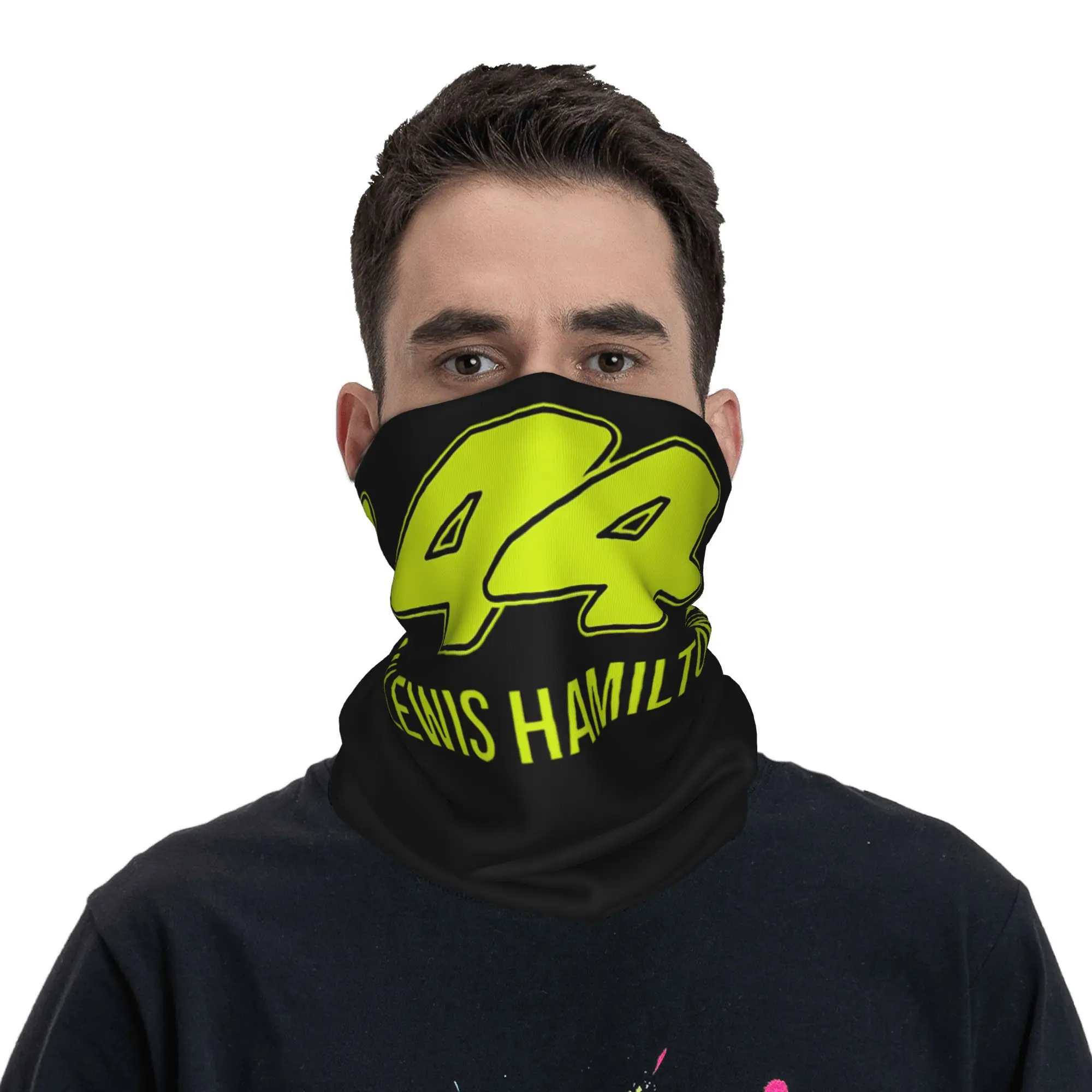 لويس هاميلتون 44 باندانا غطاء الرقبة المطبوعة التفاف قناع وشاح متعدد الاستخدام أغطية الرأس الرياضة في الهواء الطلق للرجال النساء الكبار قابل للغسل