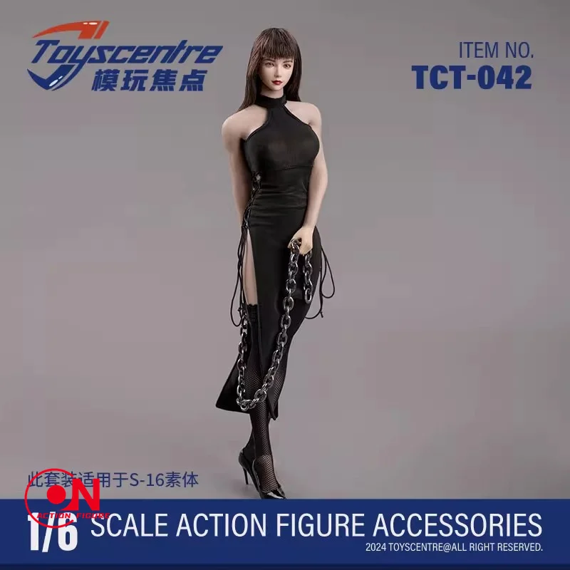 Toyscentre TCT-042 1/6 أنثى أسود مثير شق فستان بحزام الملابس نموذج صالح 12 ''S16A الجندي عمل الشكل الجسم دمية