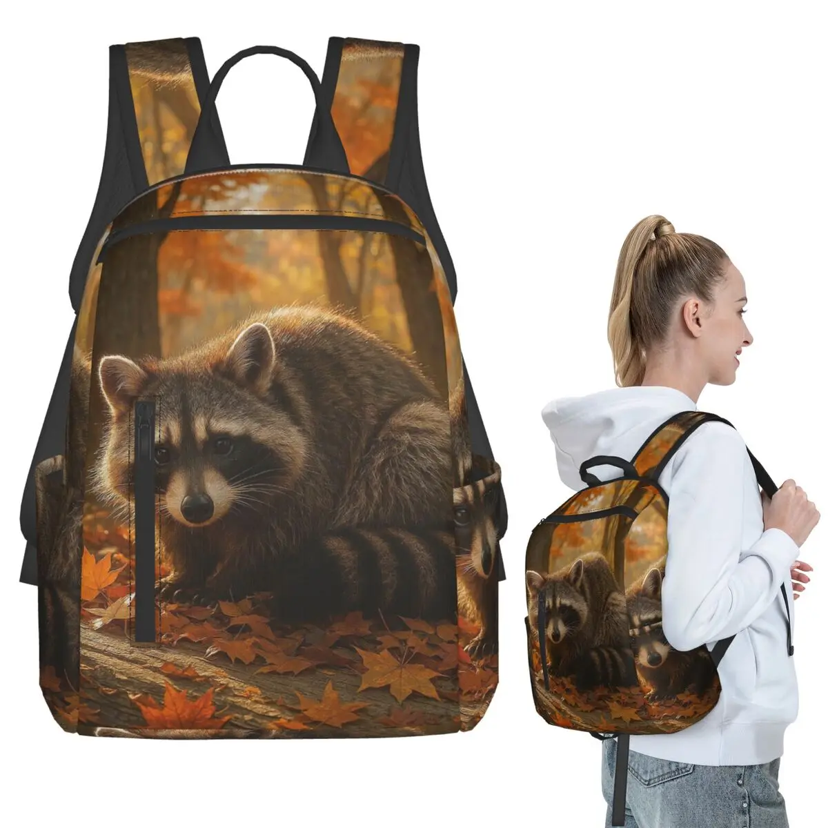 

Red Raccoon And Autumn Maple Leaves Backpack Student BookBag Children School Bag Computer Shoulder Bags Boys Girls