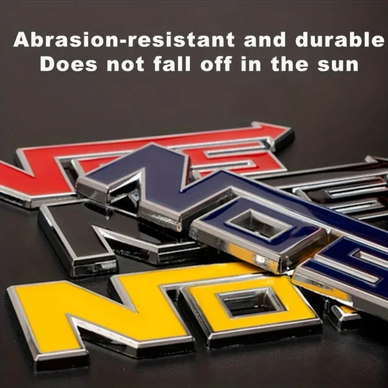 

1pc Universal Metal NOS Emblem, Nitrous Oxide System Badge, 3D Car Sticker for Vehicle Tail Decoration,