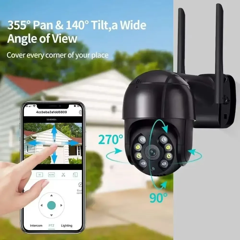 Cámara IP domo PTZ inalámbrica para interiores y exteriores, 4K8MP, WiFi, impermeable, detección de voz bidireccional, alarma, cámaras de vídeo de vigilancia