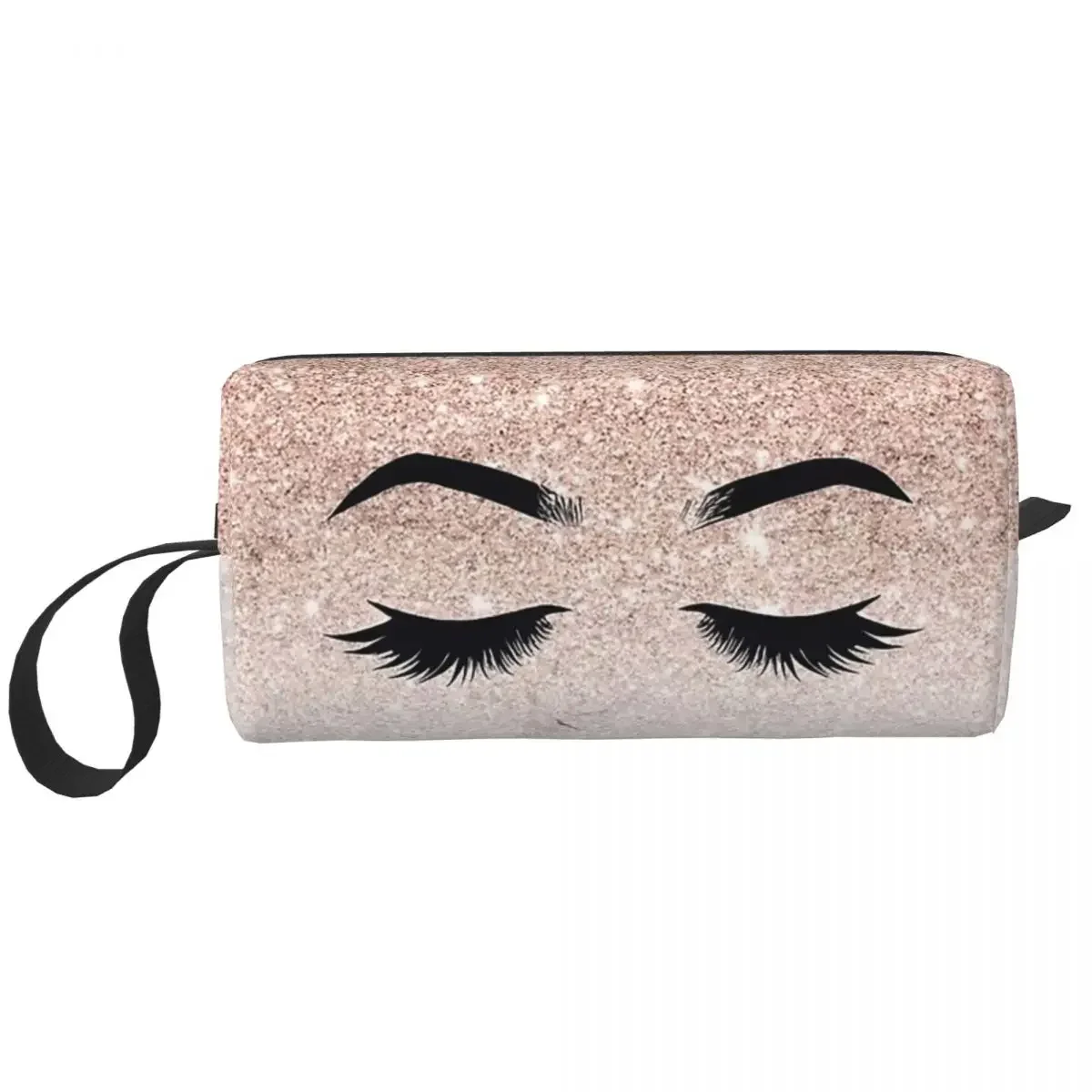 Gold Eyelash Lashes Cosmetic Bag for Women Makeup Bags Eye Lash Girly Rose Water Resistant Toiletry Bag Organizer Storage Bag