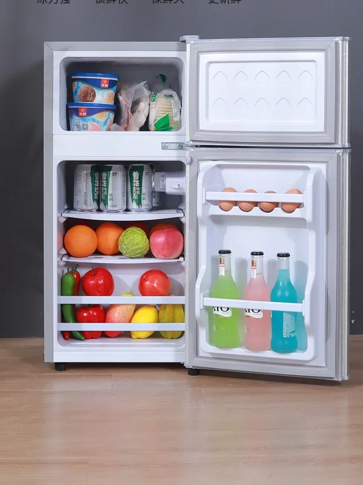 Small refrigerator, household, small dormitory, rental room, frozen and refrigerated mini double door refrigerator