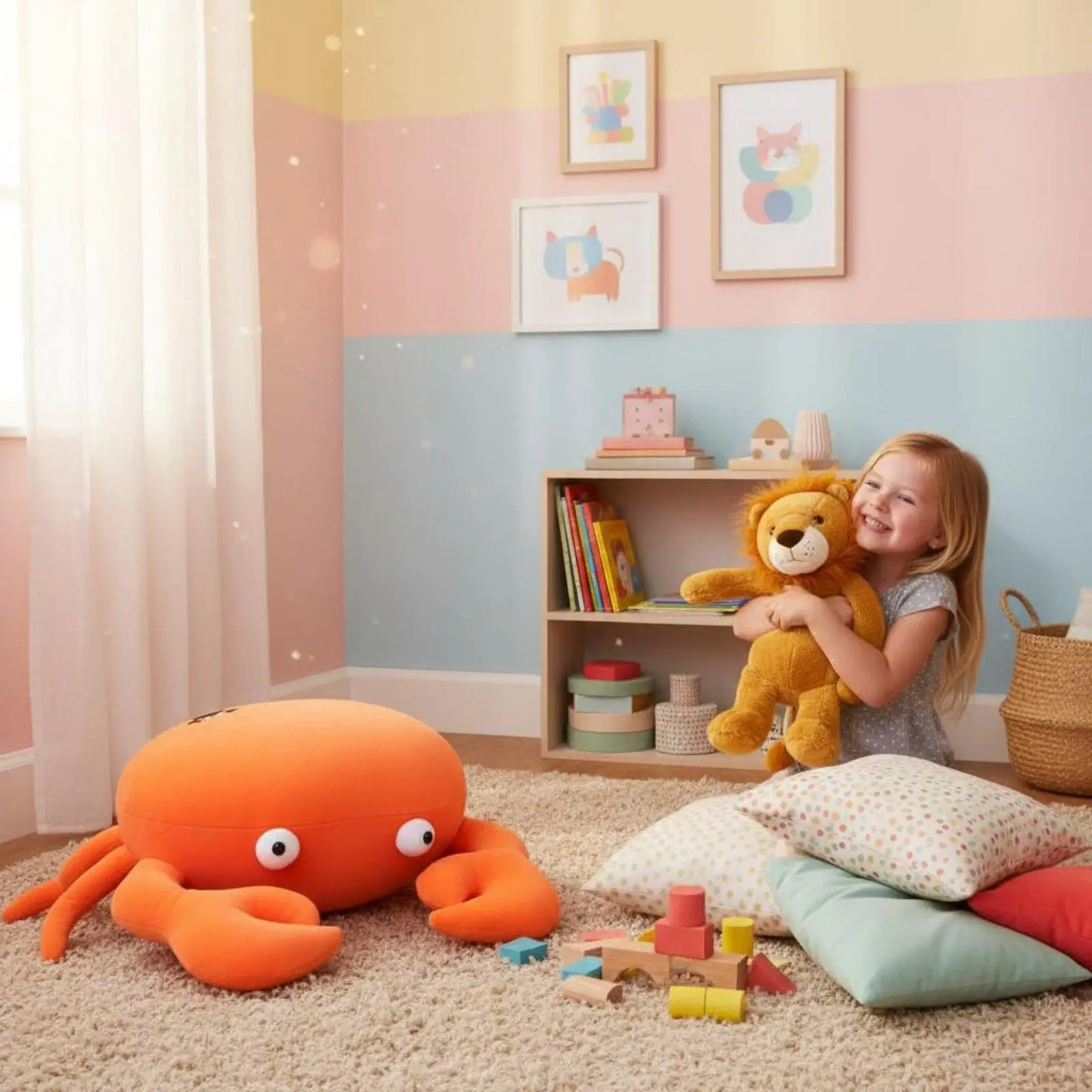 Plush Crab Doll Realistic Soft Stuffed Animal Toy Cute Sea Creature Pillow for Cuddling Party Headwear Gift