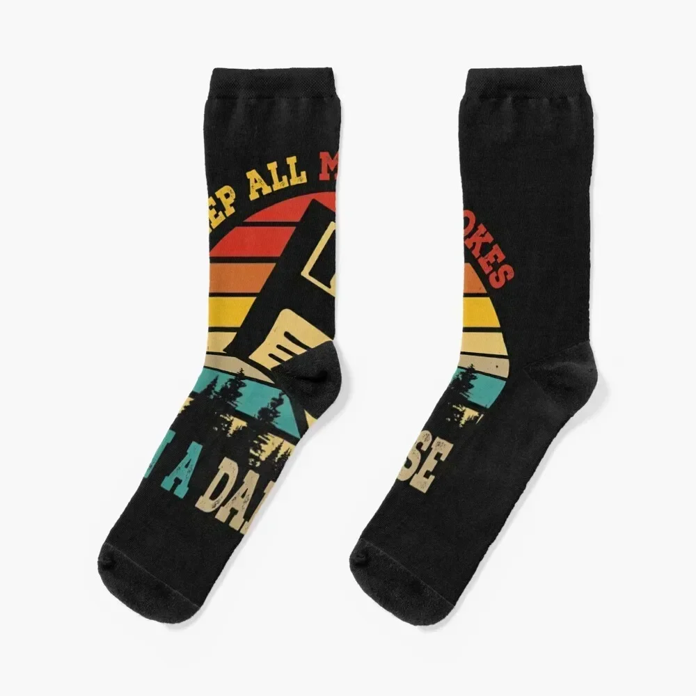 I Keep All My Dad Jokes In A DadABase Funny Fathers Day TShirt7 Socks halloween funny gift cute Socks Women's Men's