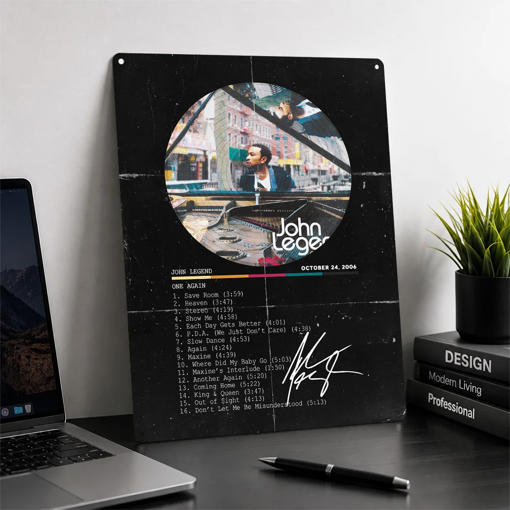 John Legend Poster Musical Wall Art Customized Retro Metal Tin Sign for Studio Bedroom Home Decor Music Fan Gift Room Decoration