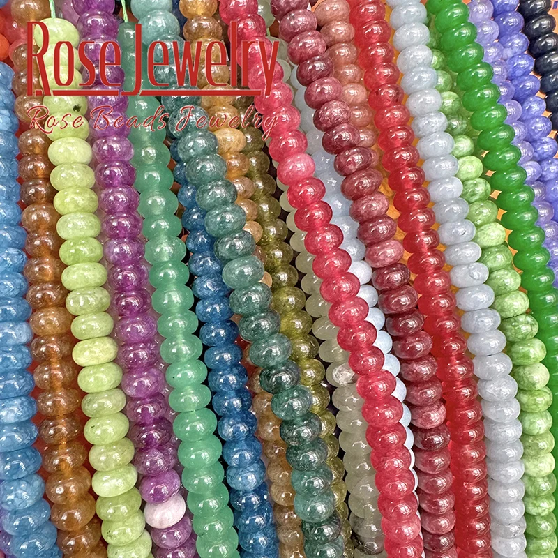 5x8mm Natural Stone Beads Colorful Jade Chalcedony Round Loose Rondelle Beads For Jewelry Making DIY Bracelets Accessories 15\'\'