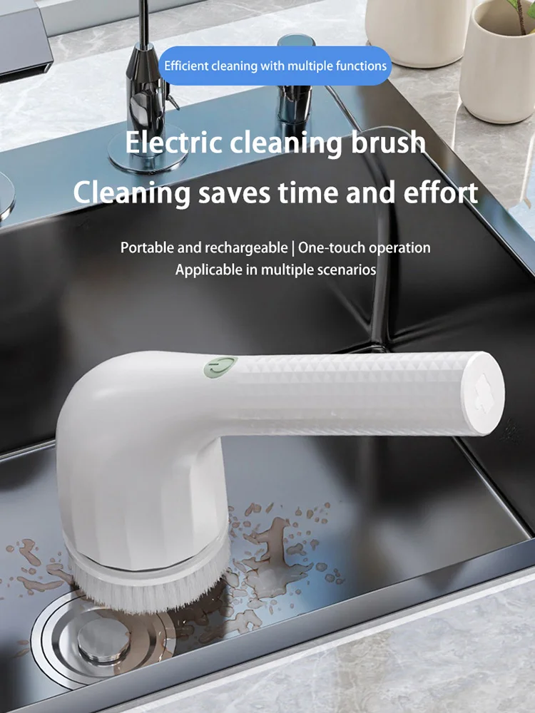Rechargeable Electric Cleaning Brush Handheld Powerful Auto Scrubber for Kitchen Bathroom Waterproof Essential Kitchen Appliance