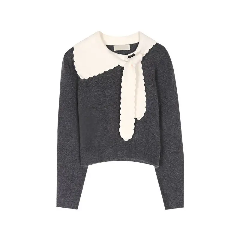 

Свитер в стиле ретро с пикантной девушкой и пустошей, весенне-осенний японский сладкий пряный вязаный женский топ с бантом для девочек, эмо