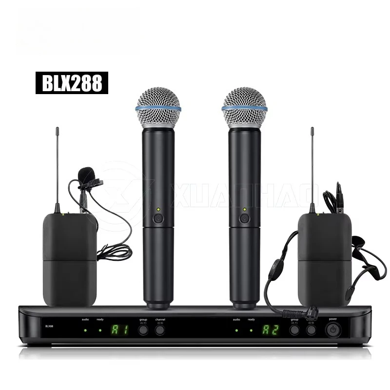 Professional BLX8 UHF Dual Channel Microfone Vocal Handheld Church Wireless Microphone System BLX288/PG58