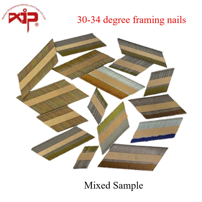 

30- 34 Degree Nails Mixed sizes Sample D Head Paper Strip Framing Nails for Wood House Woodwroking Industry Common Prego