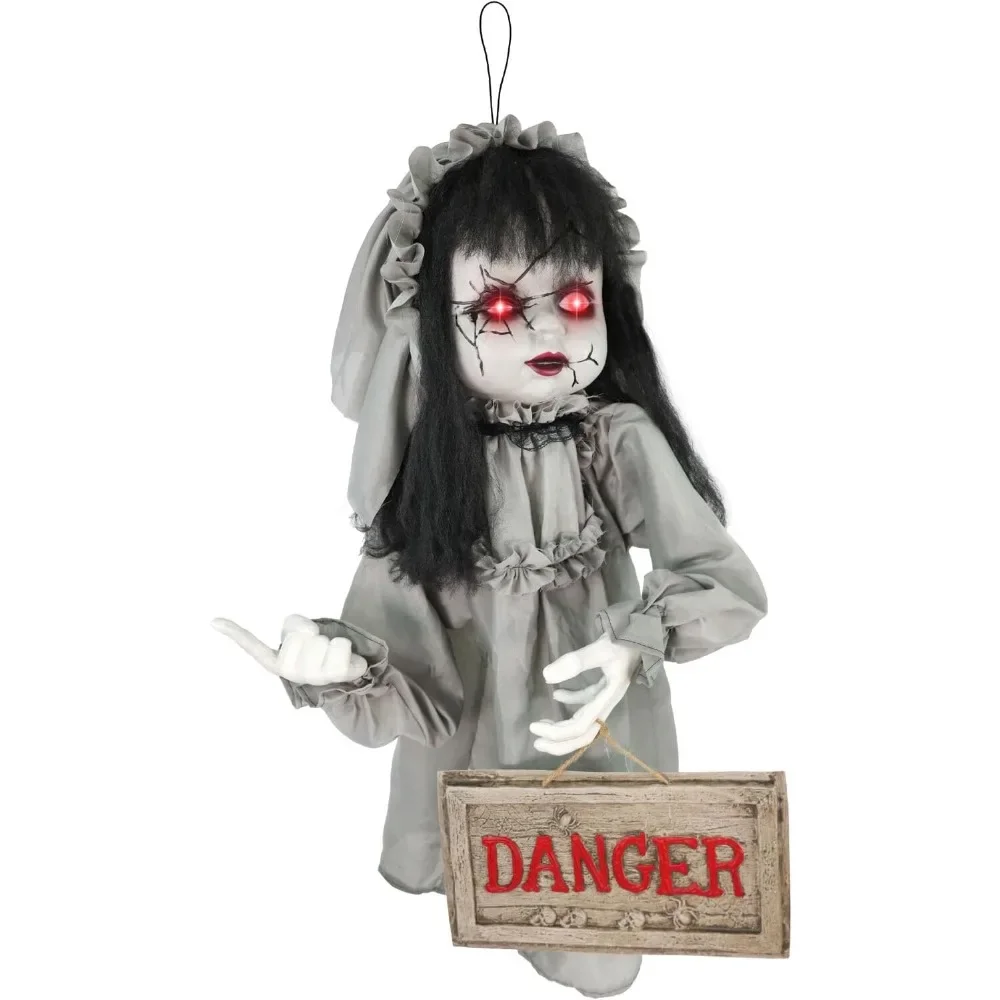 Animatronic Haunted Child Groundbreaker with Touch Activated Lights and Sound, Scary Battery Outdoor Halloween Decoration