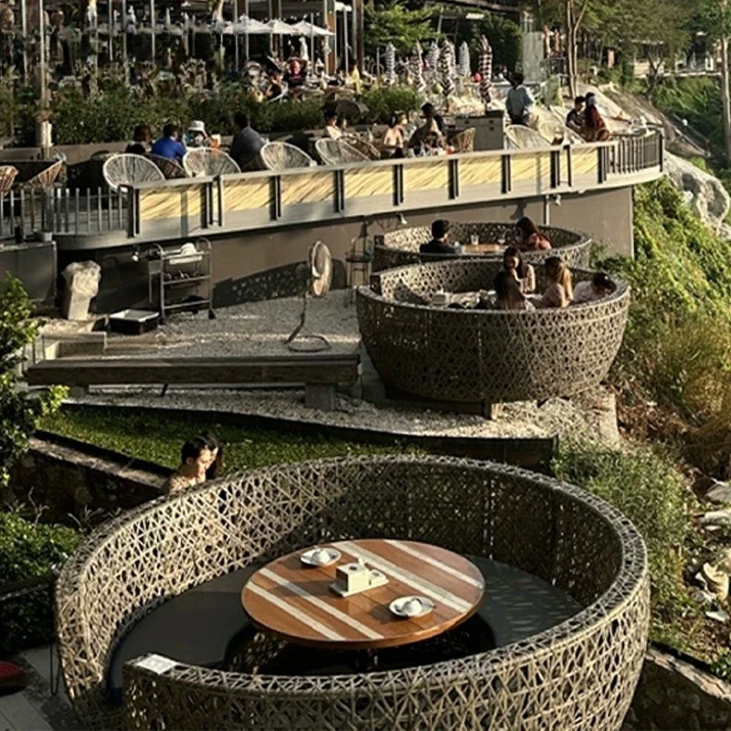 Scenic B&B hotel sofa booth furniture open-air leisure table and chair combination
