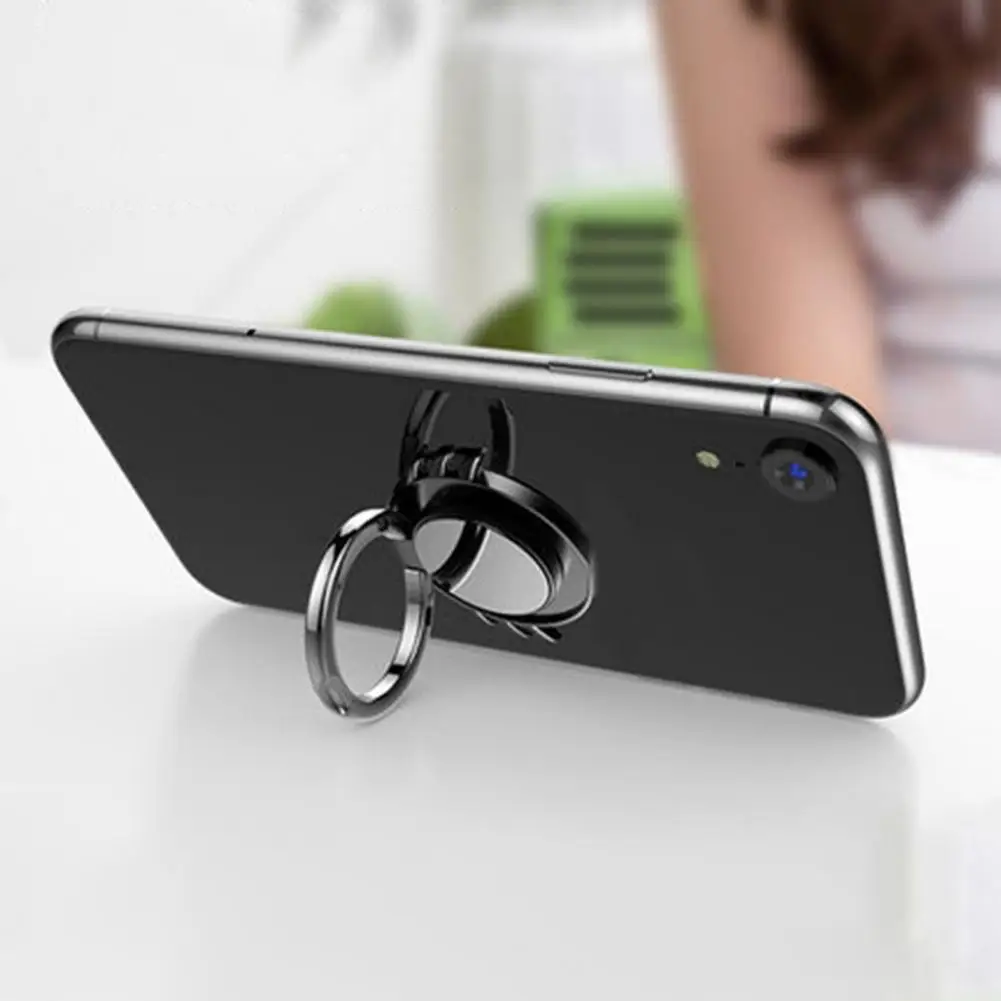 Mobile Phone Stand Magnetic 360-degree Rotation Ultra-thin Cell Phone Finger Ring Holder for Desktop