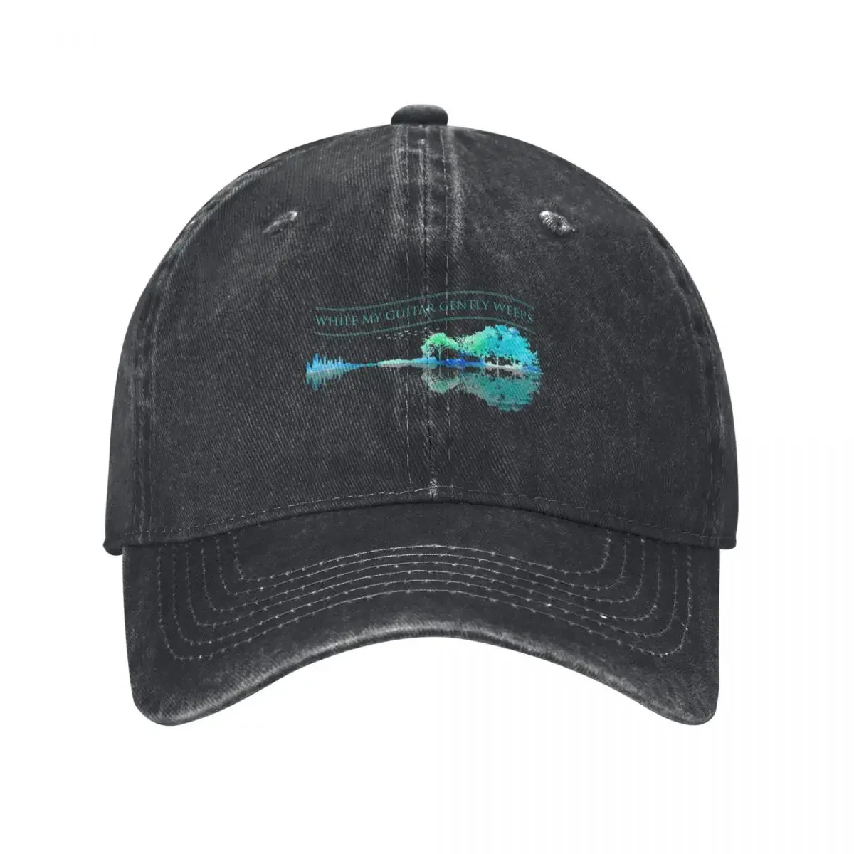 While My Guitar Gently Weeps - Guitar Artwork Nature Baseball Cap Visor Big Size Hat Mens Hats Women's