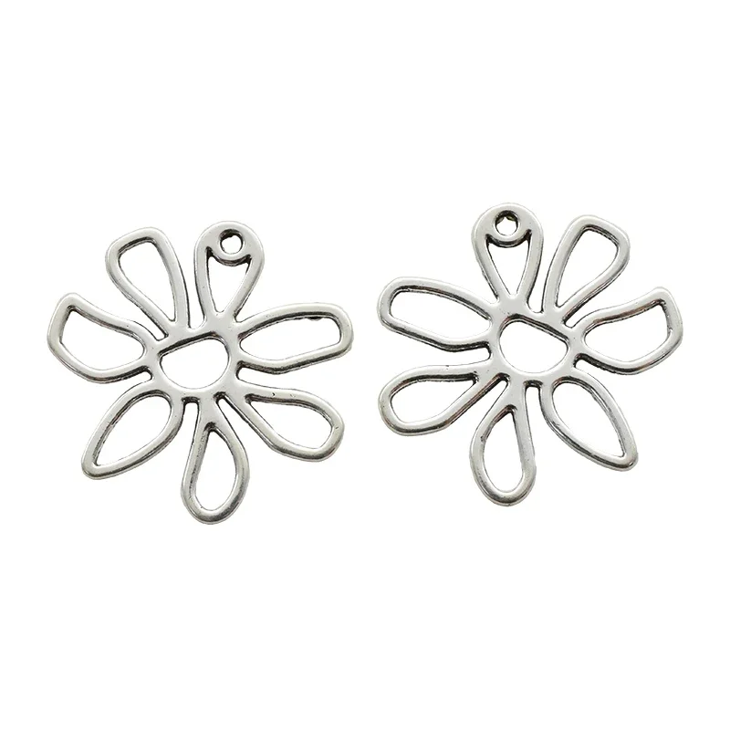 10pcs Hollow Out Flower Charms Alloy Antique Silver Plated Pendants For DIY Necklace Bracelet Earring Accessories Jewelry Making