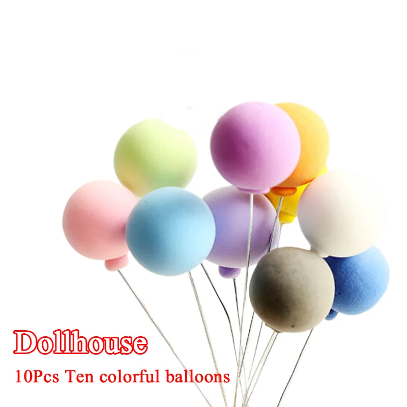 10 peças casa de boneca acessórios em miniatura mini comida jogar dez balões coloridos