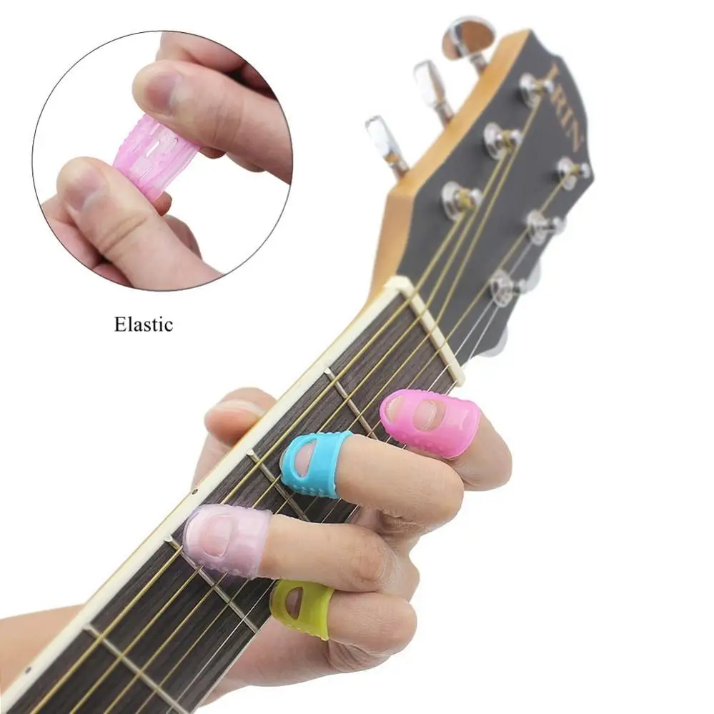 4pcs 5pcs/lot Guitar Fingertip Protectors Universal Pressed String Covers Silicone Thimbles Finger Guards for Guitar / Ukulele