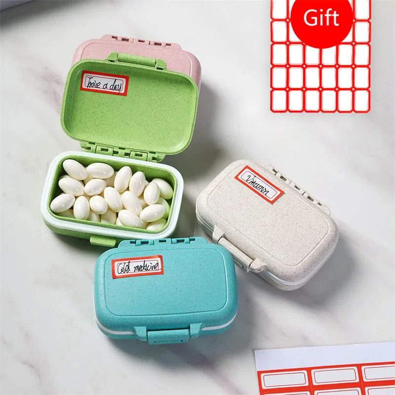 3 Grids Organizer Container For Tablets Travel Pill Box With Seal Ring Small Box For Tablets Wheat Straw Container For Medicines
