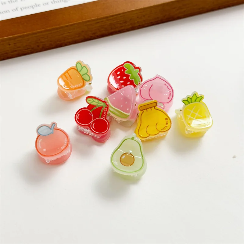 Ins Hot Sale Fashion 2.3cm Mini Cute Baby Fruit Hair Clip Claw For Children's Bangs Clip Small Grab Clip Girl's Hair Accessories