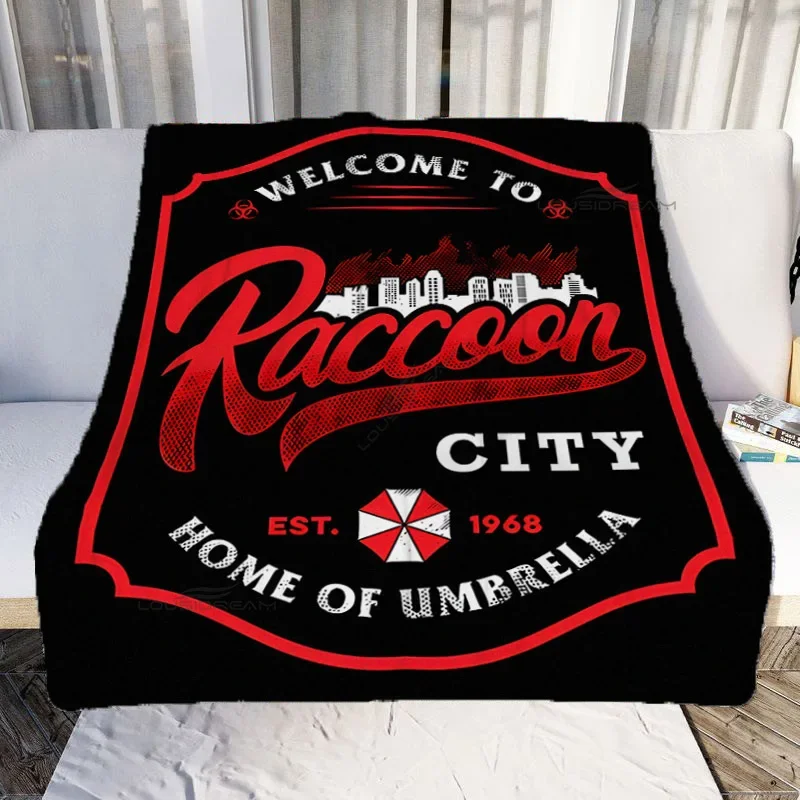 Raccoon City Umbrella Patterns Blanket 3D Game Flannel Blanket Cosy Lazy Couch Cover Blanket Super Soft Sheet Mattresses