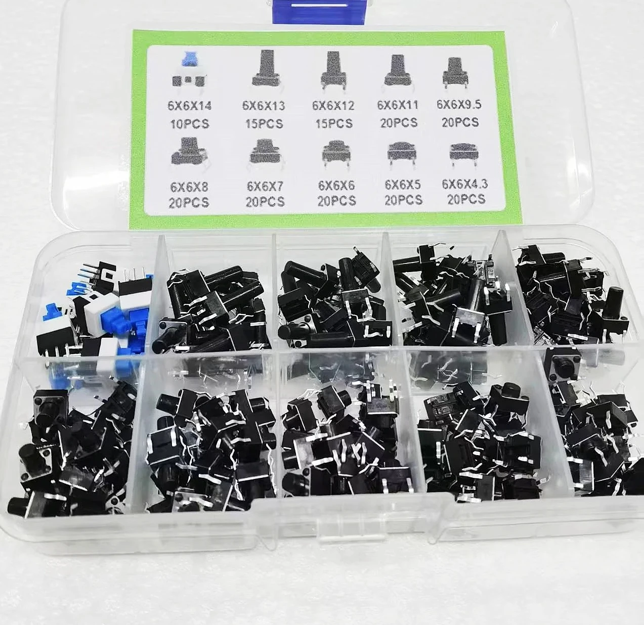 

10 types of 180 touch switch buttons, switch classification box kit, button switch direct insertion type