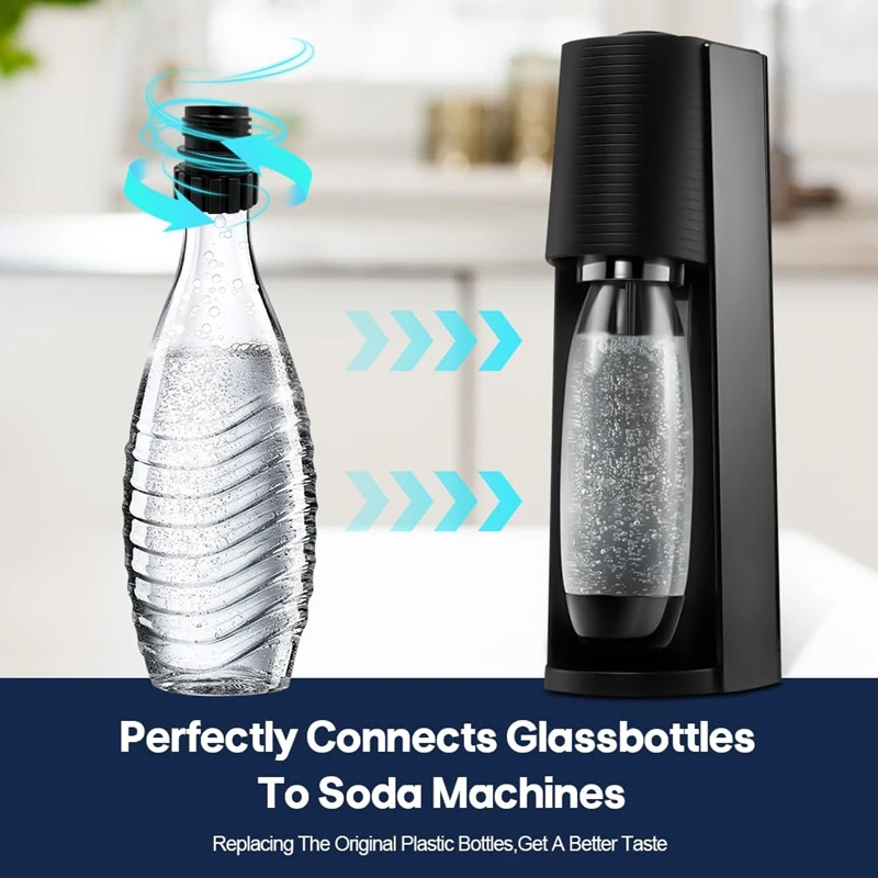 AD-Quick Connect Sodas Bottles Adapter, Crystal Glass Bottle Adaptor Cap Compatible For Terra/Art/Onetouch Soda Machine