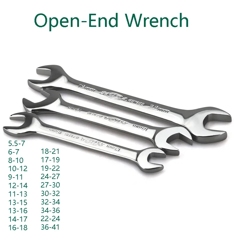 

5.5-41mm Double Open End Wrench Hand Tools Combination Wrench Carbon Steel Hex Spanner Wrench For Hex Nuts Car Repairing tool