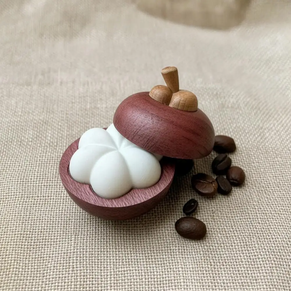 Mangosteen Passive Oil Diffuser, Wooden Essential Oil Diffuser, Creative Aromatherapy Diffusers, No-Electric for Car Desk Travel