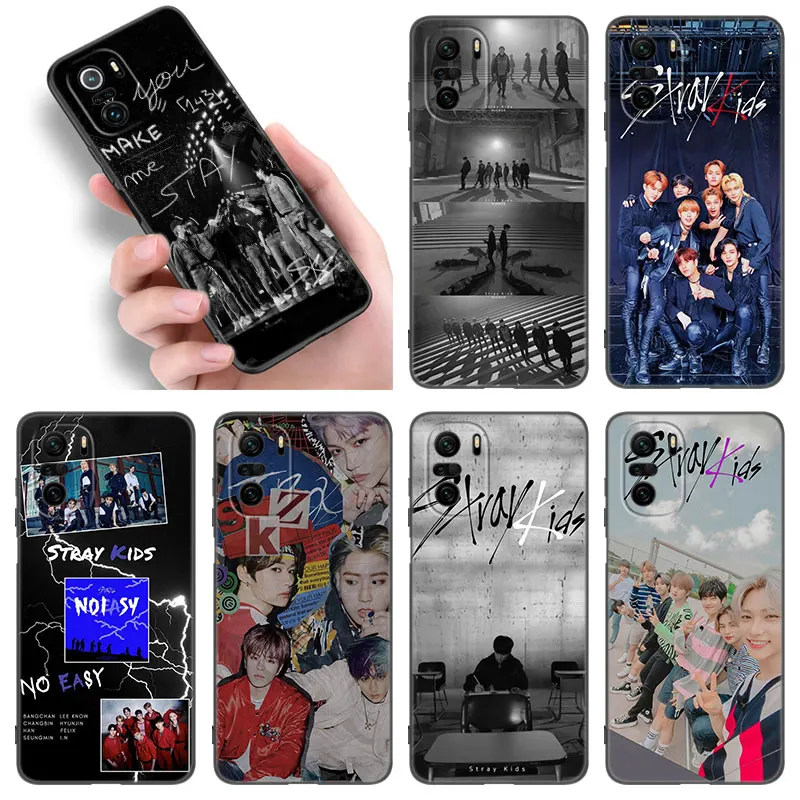 Kpop Stray Kids Black Silicone Phone Case For Xiaomi POCO X3 X4 NFC F4 GT F5 F6 M3 M4 M6 X5 X6 Pro 5G M5 C55 C65