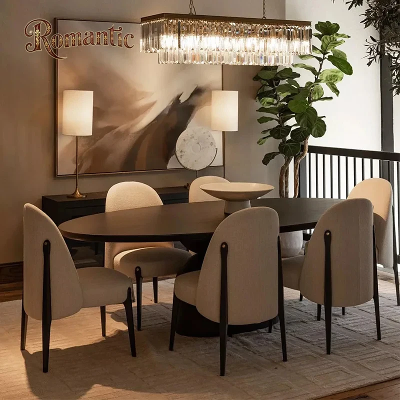 custom.Eclectic Style Modern Luxury American Oak Solid Wood Extendable Oval Dining Table-High Quality Eco-Friendly 6 Seater
