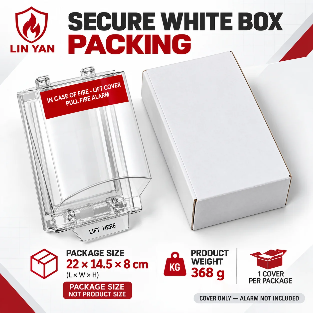 Protective Enclosure Fire Alarm Pull Station Cover IP67 Waterproof PC Impact Resistant Safety Guard for School Factory
