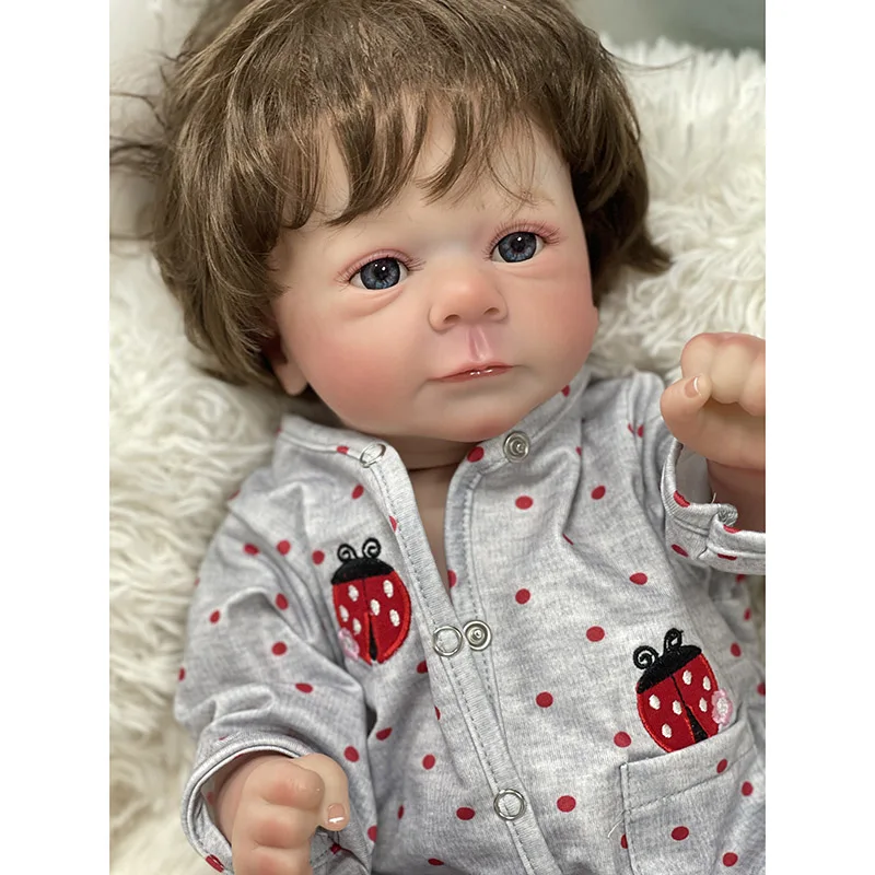 49CM Full Body Already Painted  Reborn Baby Doll Felicia Same as Picture Lifelike Soft Touch3D Skin Hand-Root Hair Visible