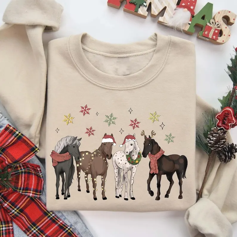 Chinesisches Sternzeichen-Pferd-Muster, Weihnachts-Western-Damen-Geschenk für Liebhaber, warm halten, passende Herbst- und Winter-Langarm-Sportbekleidung