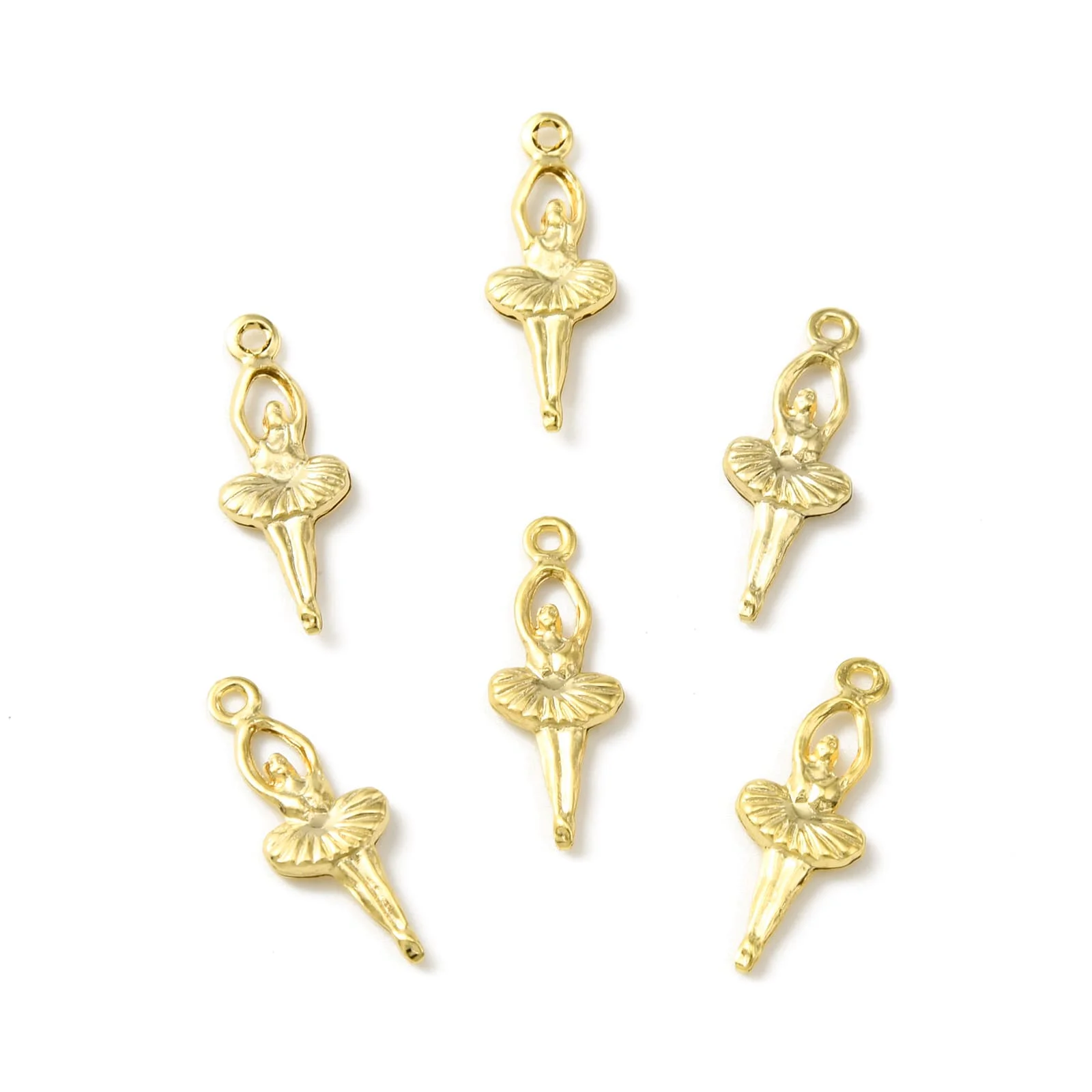 10pcs Brass Pendants Ballet Charm Real 24K Gold Plated Dangle Earring Pendants for Jewelry Making DIY Bracelet Necklace Craft