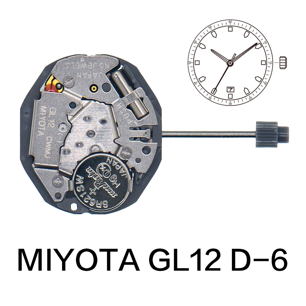 Miyota GL12D-6 Quartz Watch Movement Replacement Electronic 3-Hands Movement for Replacing Part Watch Accessory Watch Accessor