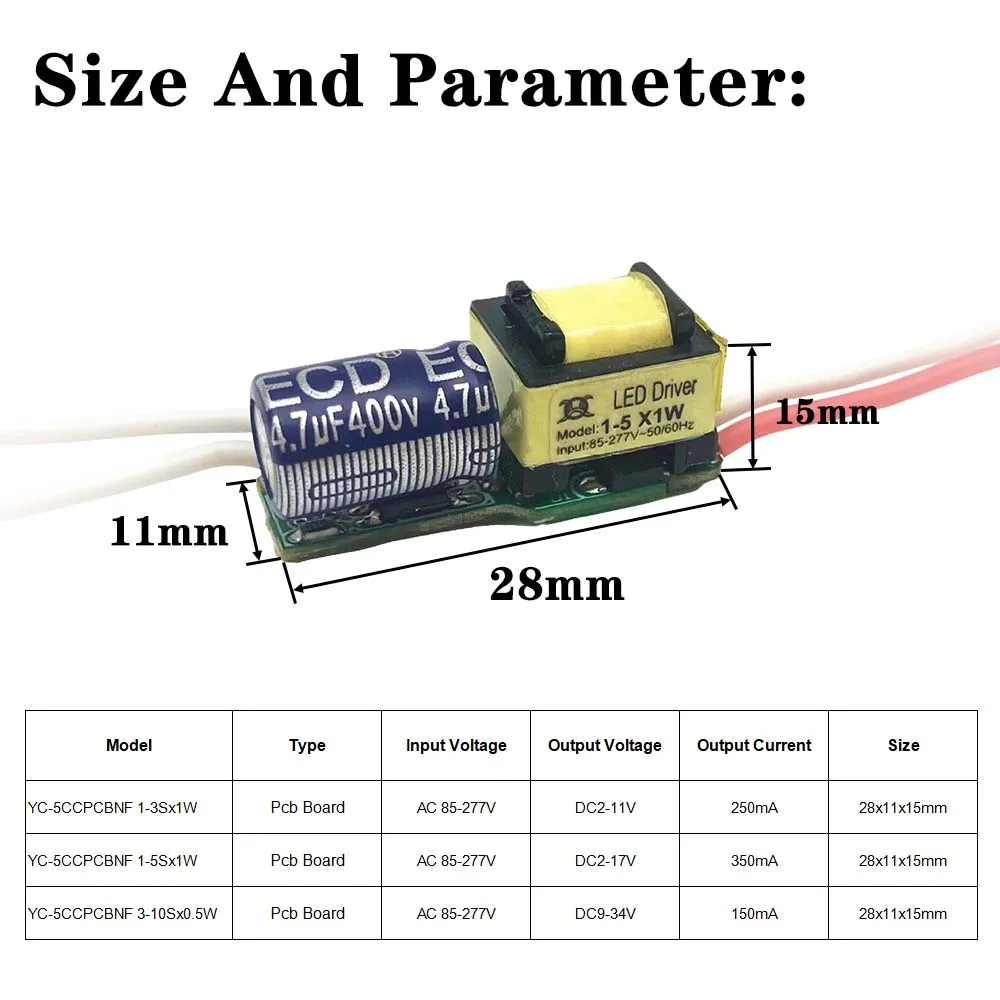 LED Constant Current Driver 300mA 250mA 150mA DC2-17V 2-11V 9-34V Lighting Transformer For 1W 2W 3W 4W 5W Bulb Candle Lamp