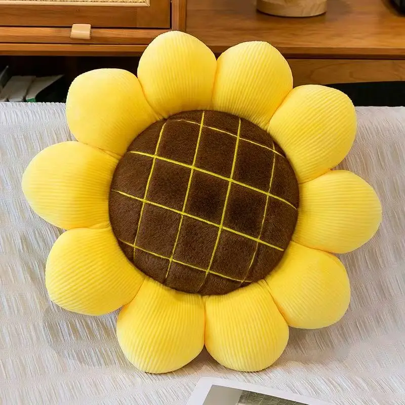 Kawaii Plush Stuffed Doll Cute Sunflower Cushion for Kids Birthday Gift Soft Toy for Sofa Car Window Seat Decorative Pillow
